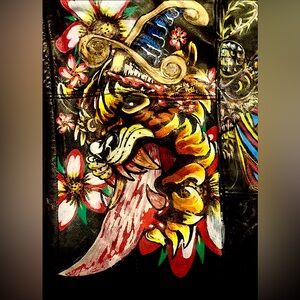 Women’s Hand Painted Leather Biker Chaps